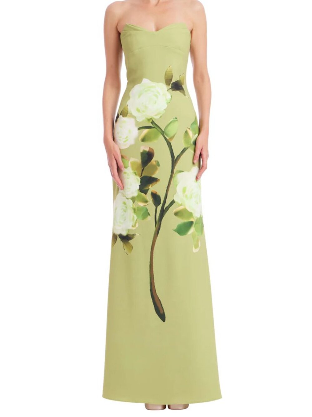 Badgley Mischka Strapless Floral Print Column Gown (NWT)